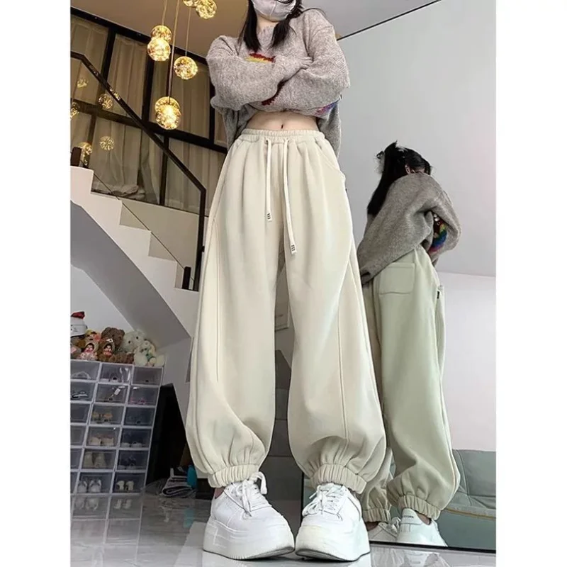 

Новые женские модные однотонные универсальные повседневные брюки с карманами на эластичной резинке и высокой талией