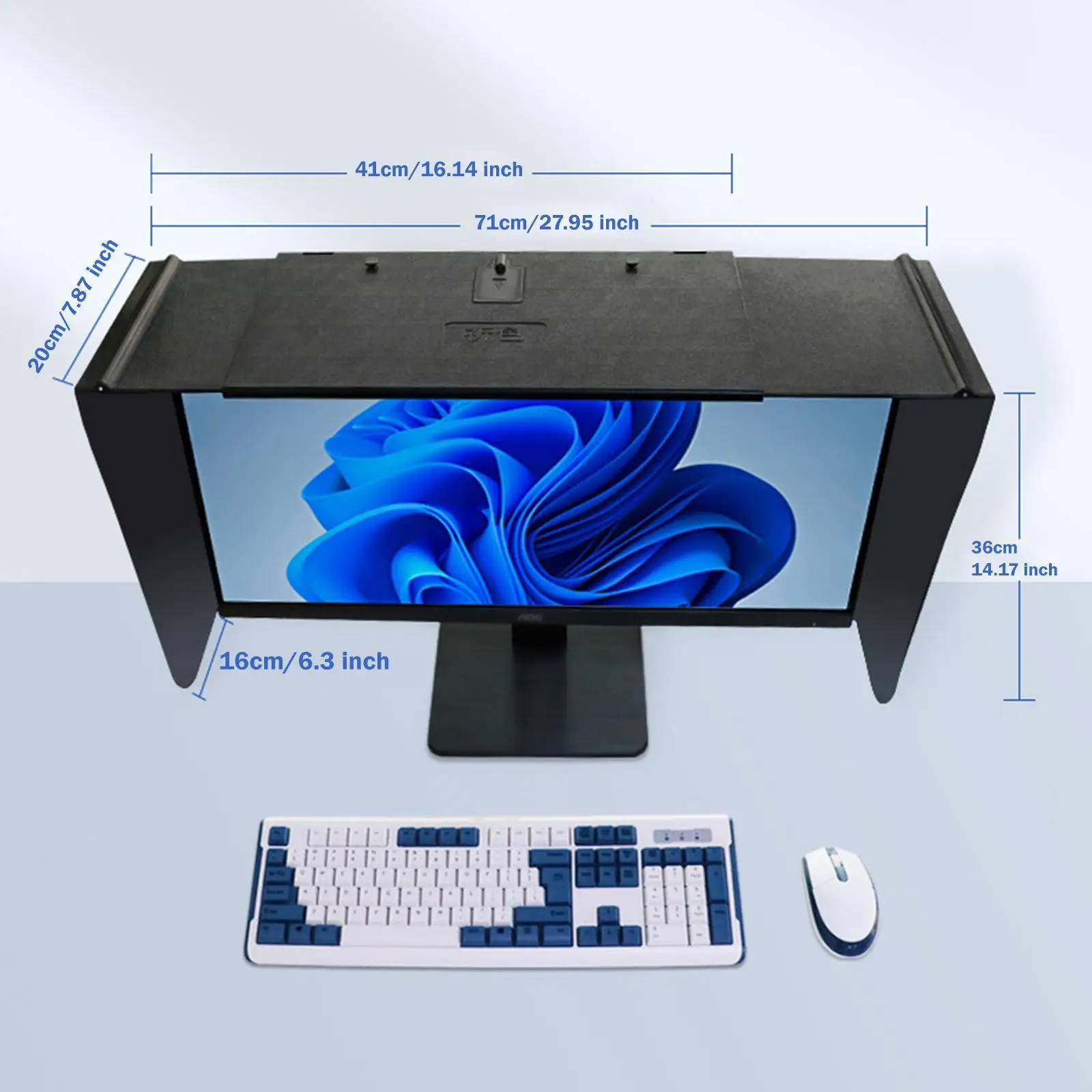 Cappuccio per monitor da tavolo regolabile da 41-71 cm Assemblaggio semplice per schermi da 17"-27".