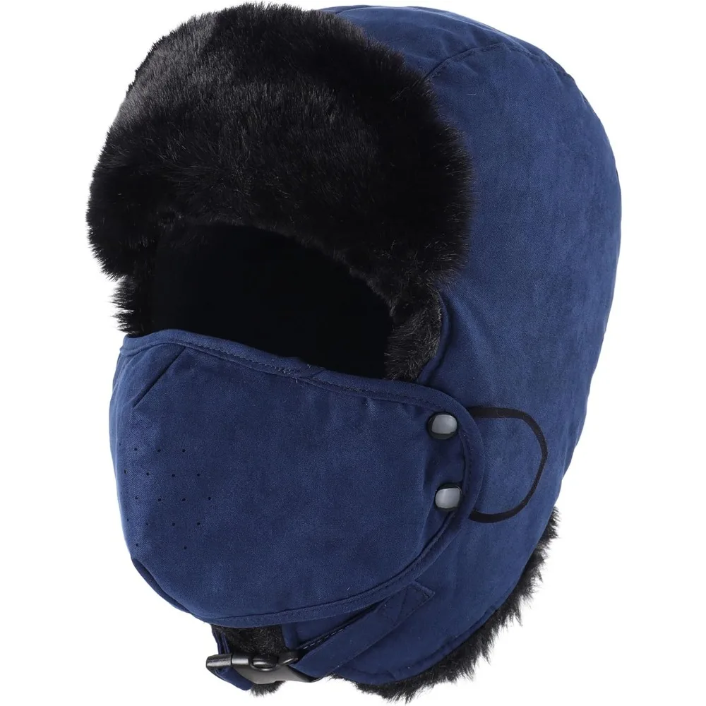 

Теплая зимняя шапка из искусственного меха с ушками Шапки-ушанки из искусственной замши для холодной погоды