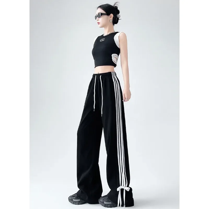 Bow Sweatpants Women's 2024 New High Waist All-match Wide Leg Pants Dexing Lazy Casual Sweatpants