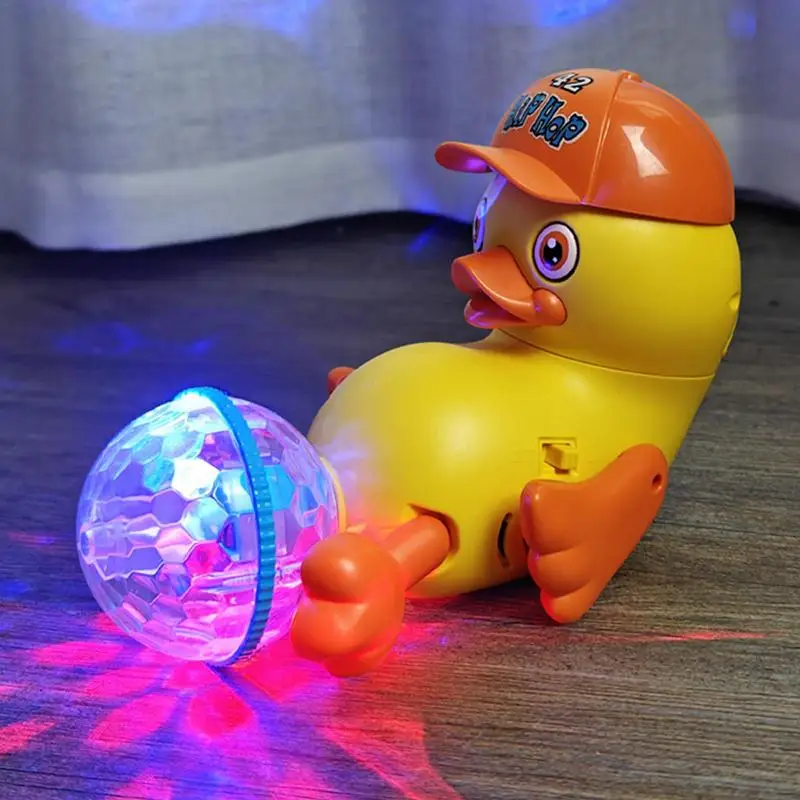 Musical Dancing Duck Toy Dancing Walking Yellow Duck Electric Music With Light Ball Moving Duck Toys Educational Toy Game For