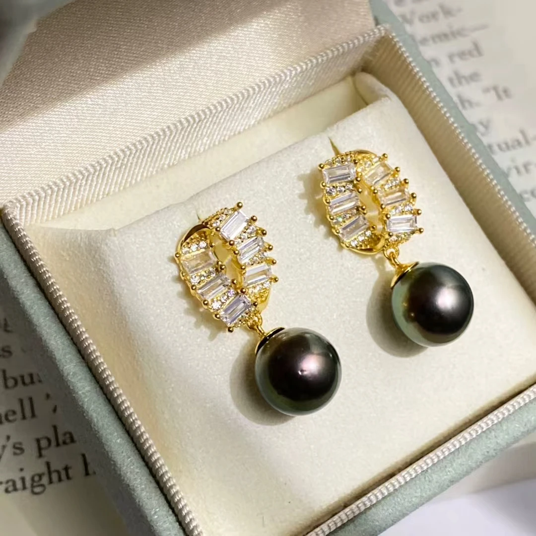 

Wholesale S925 Sterling Silver Earrings Mount Findings Settings Base Mounting Parts Accessory for 9-11mm Pearls 5 pairs/lot