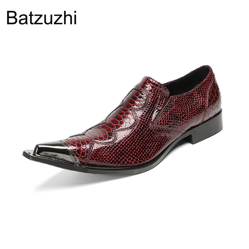 

Batzuzhi Italian Type Men's Genuine Leather Dress Shoes Man Pointed Iron Toe Wine Red Business, Party, Wedding Shoes Man!