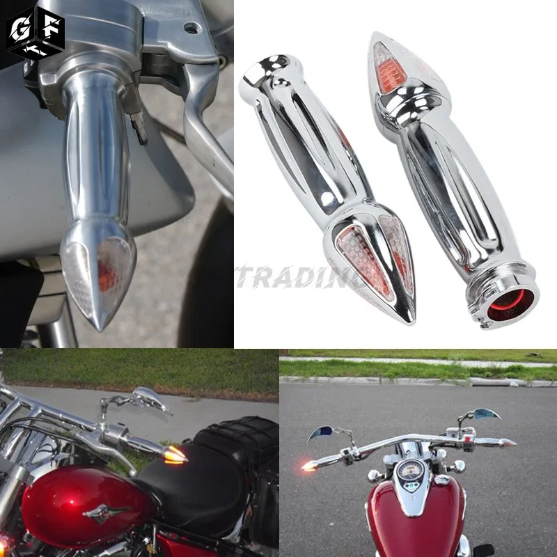 

Motorcycle 1" 25mm Handlebars LED Turn Signal Light End Hand Grips For Harley Honda Suzuki Kawasaki Yamaha Custom Chopper