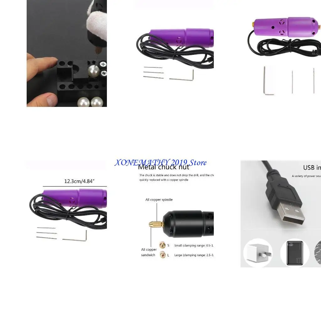 

F42F Mini Small Electric Drill Портативные мини -мини -упражнения USB Руководитель Micro USB Drill с 3PCS BITS и L PINS 5V