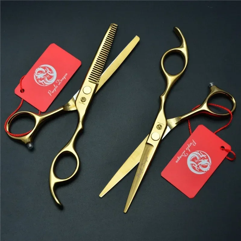 Haarschneideschere 5,5/6" Gold Japan Edelstahl Friseurschere Effilierschere Haarscheren Set