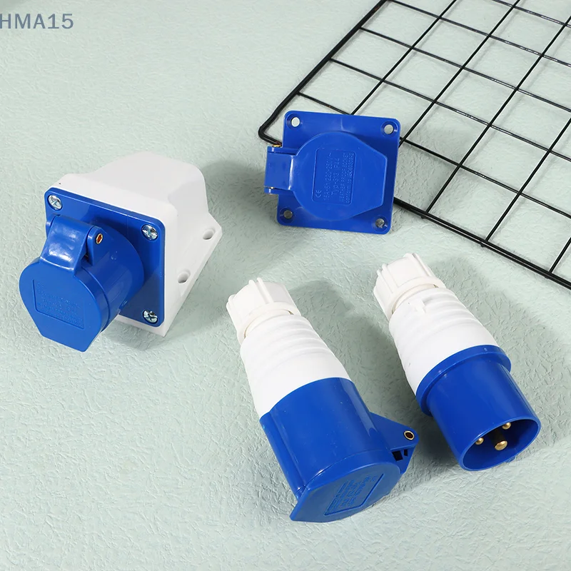 220V 16A 3 Pin Industrial Waterproof Plugs/Socket Male/Female Connector IP44 2P For Caravan Motorhome Trailer Truck Yacht