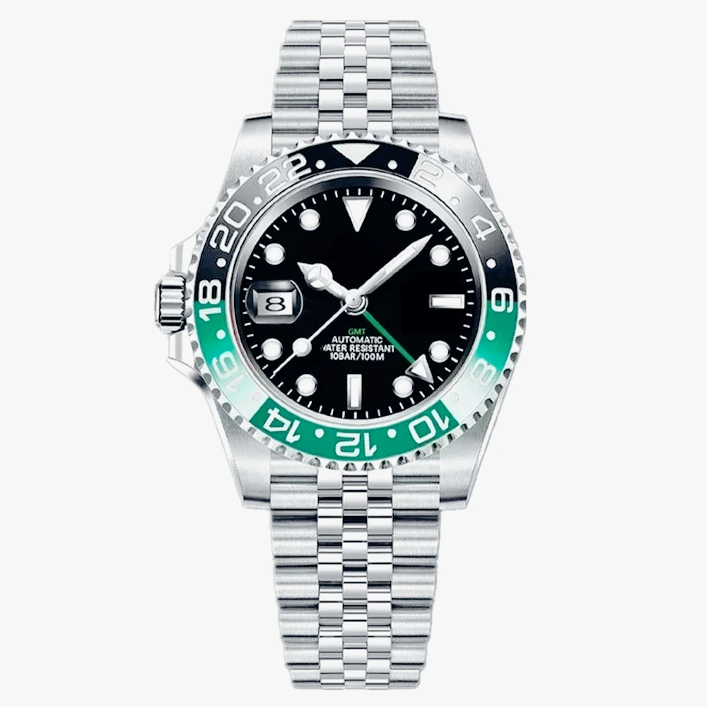 40mm Multifunctional Men GMT Automatic Mechanical Watch 904L Stainless Steel Anti Corrosion Case Black Blue Fashion Glass Design - view 5