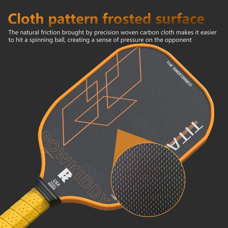 ピックルボールパドル チタンファイバー カーボン織り 熱プレス一体型