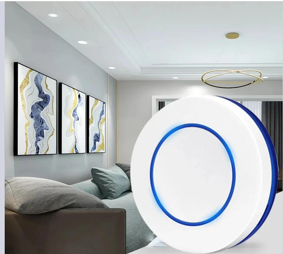 RF 433MHz Wireless Smart Light Switch 220V 110V Relay Receiver Mini Round Button Wall Panel Switch Remote Control for LED Lamp