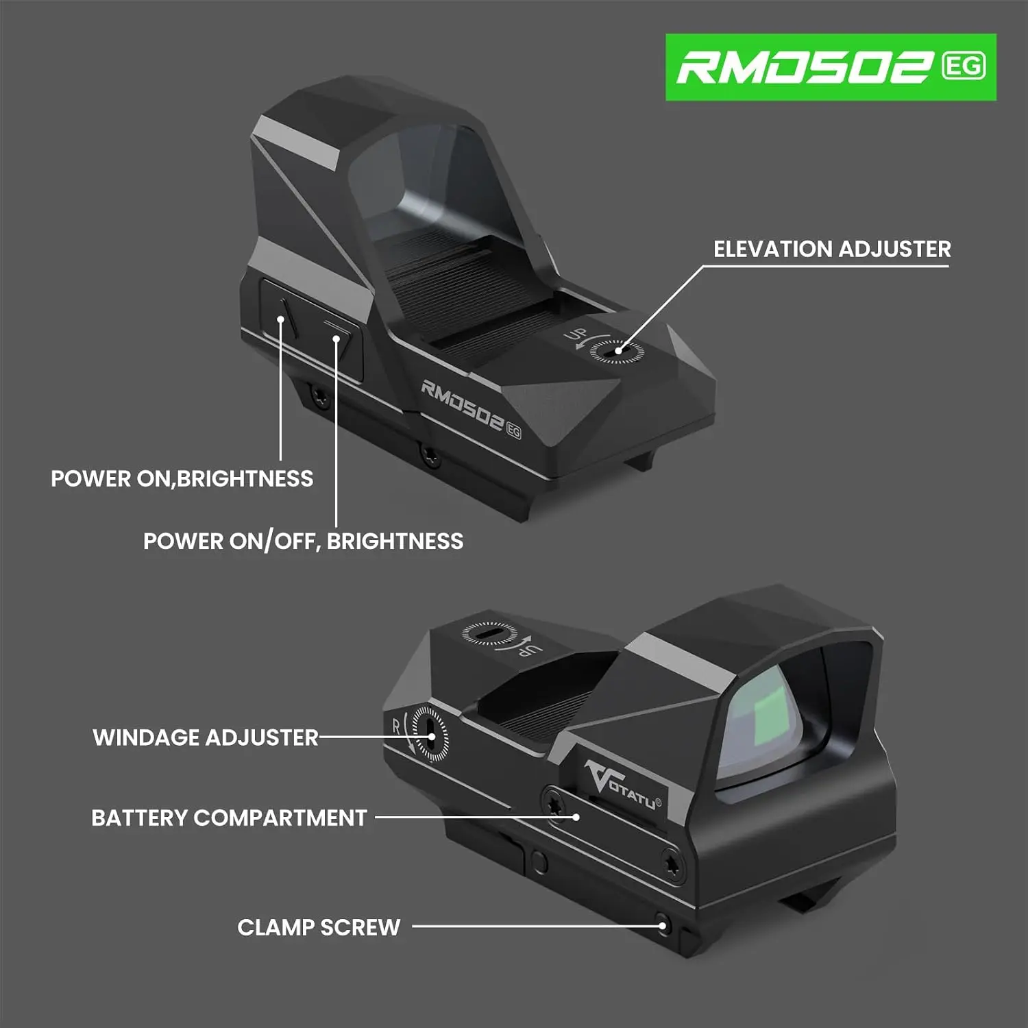 Rifle Shake Awake Reflex Green Dot Sight 2 MOA 68 MOA Circle 1x30mm Picatinny Scope Optic