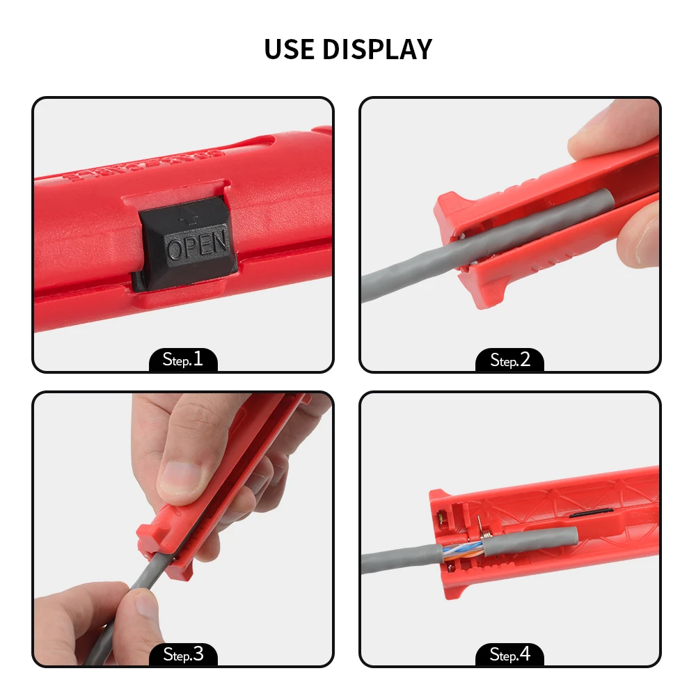 Multifunctional Rotary Coaxial Stripper Electric Wire & Network Cable Cutting Stripping Pliers Tool