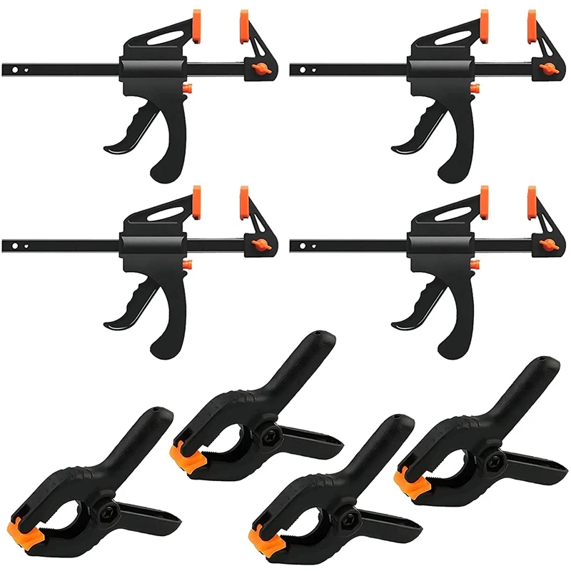 

LJL-8 Pieces F-Clamps Clamp Kit, Quick Release Screw Clamps Clamps Clamp Set Clamps-One Hand DIY Hand Tool Kit