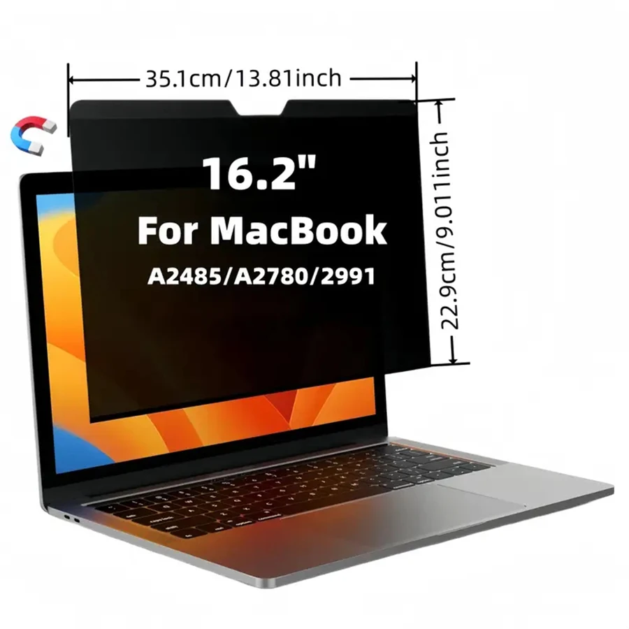 Macbook Air 13.3/13.6/14/15/16 Inch Laptop Privacy Screen Protector, Premium Tempered Glass, High-Definition Clarity
