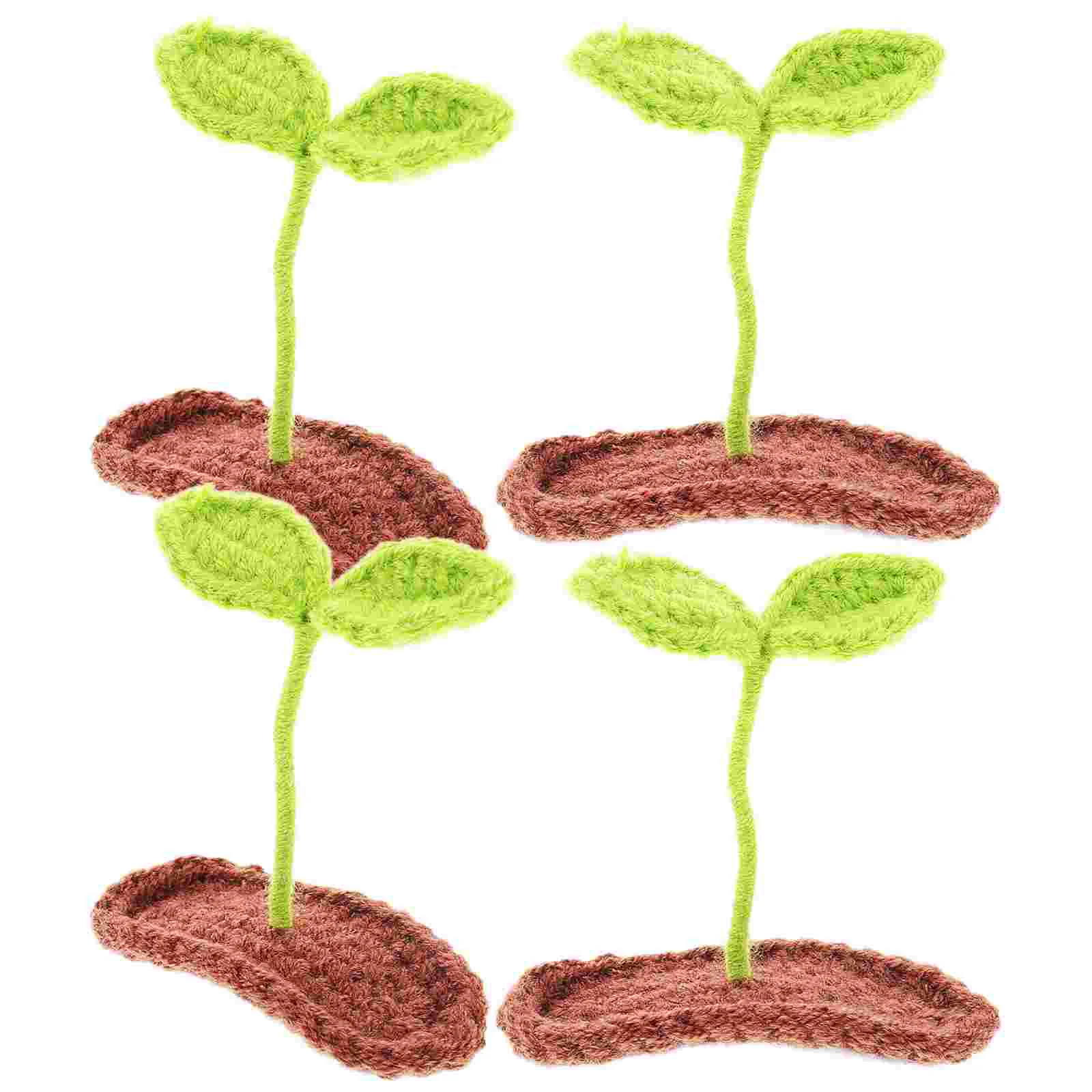 

4 Pcs Bud Hand-woven Three-dimensional Grass Sprout Hairpin Girl Accessories Clips for Yarn Bean