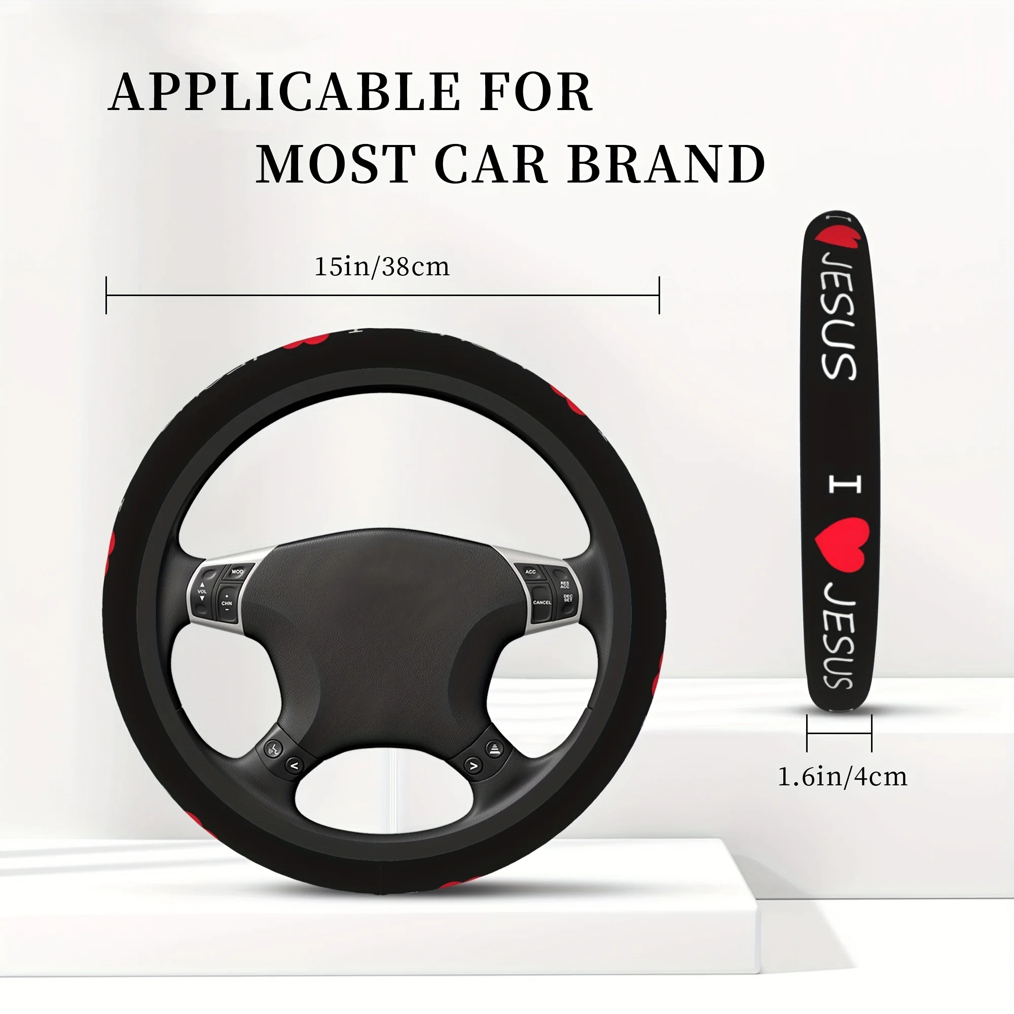 Jesus Themed Non-Slip Neoprene Steering Wheel Cover Fit for Cars Trucks SUVs Cute Steering Wheel Cover