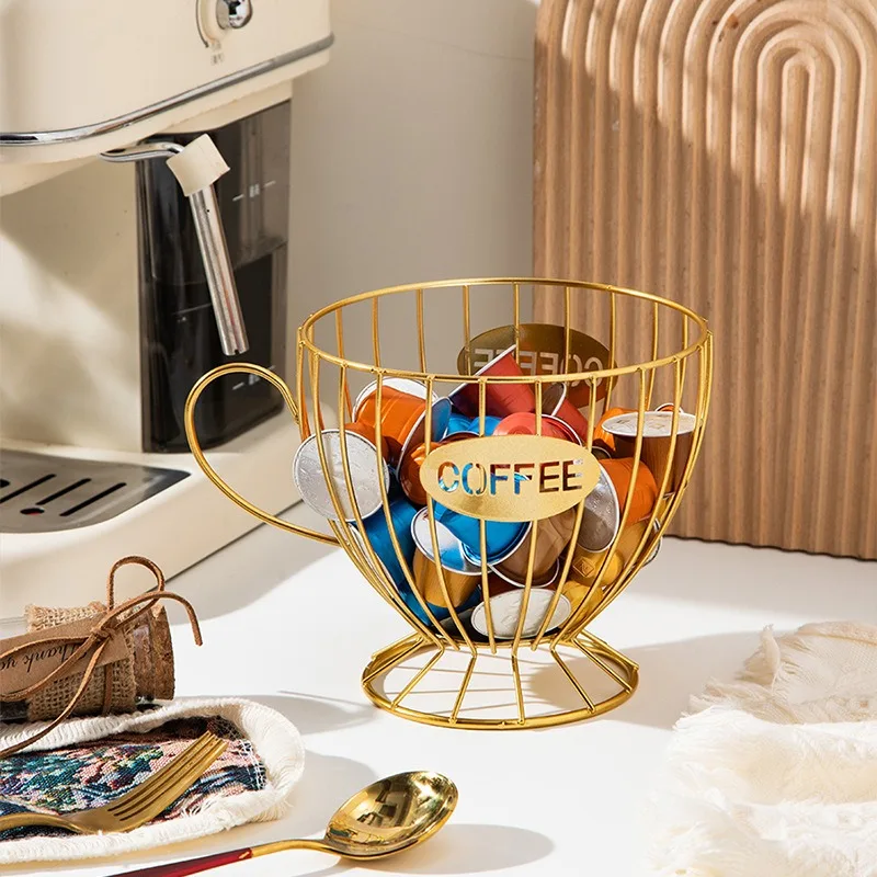 Creative Coffee Capsule Basket Multifunction Hollow Metal Shelves Rack Used for Decorating Coffee Stations Bars and Restaurants