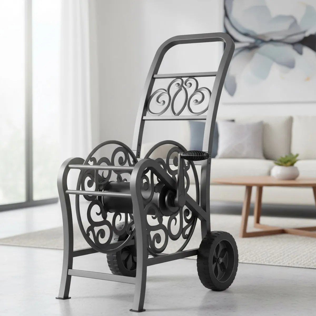 Metal 150ft Hose Cart Flat-Free Wheels Garden Hose Reel Outdoor Patio Storage Durable