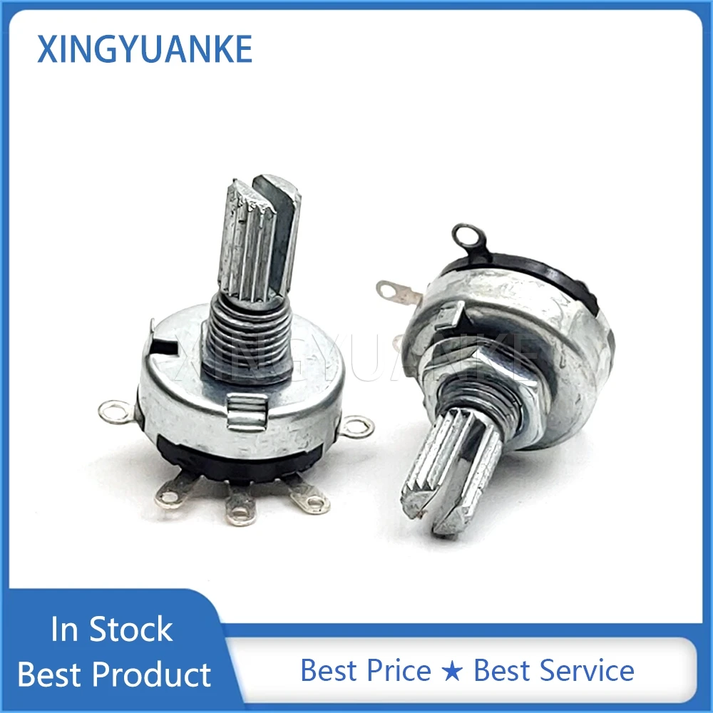 

5PCS RV17 Flat Foot 5Pin With Switch Carbon Film Potentiometer B1K B2K B5K B10K B20K B50K Flower Shaft Length 15MM Diameter 17MM