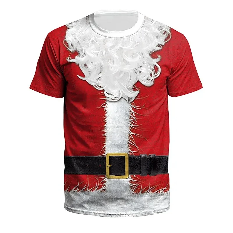 Christmas Tree Snowflake Fashion Casual tops Men's 3D Print T shirt Party Street Red Fake Suit Short Sleeve O-Neck Kid Tee Shirt