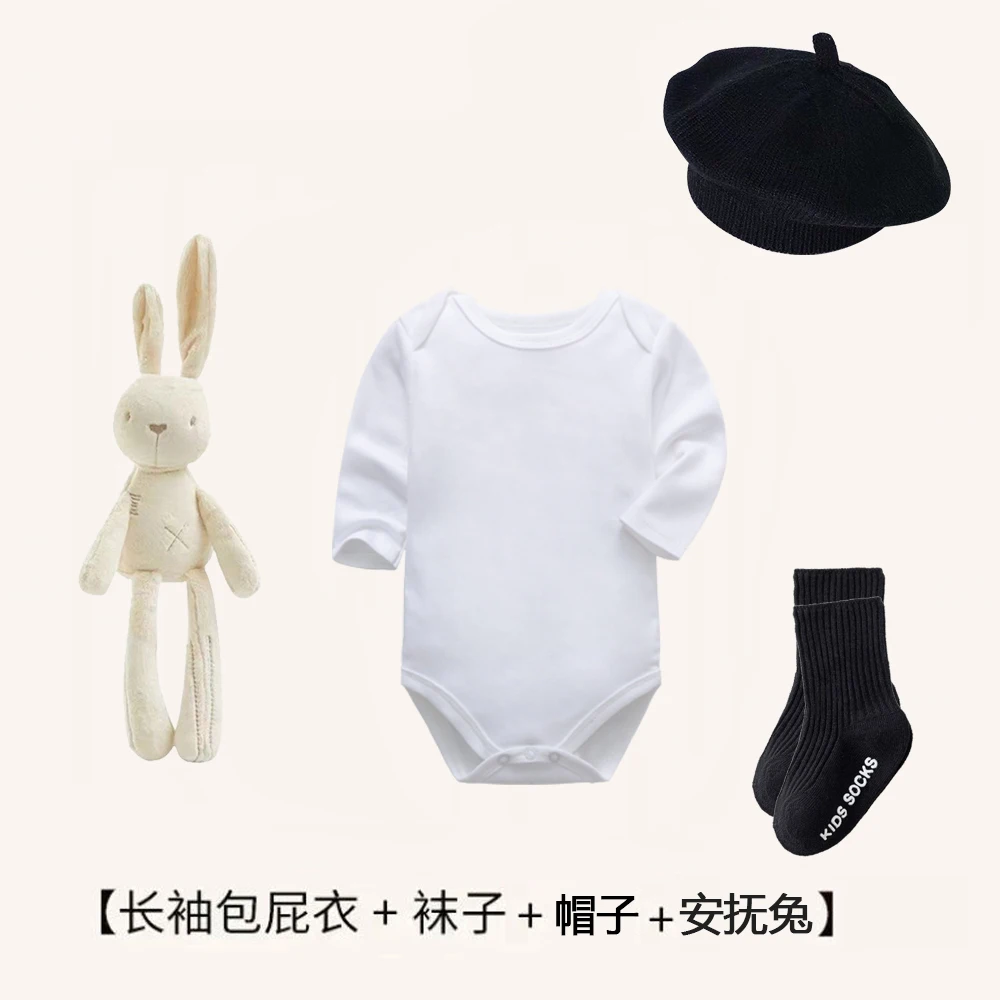 

4pcs/set Newborn Baby Suit Set Top baby socks Hat 0-24M Clothing Set Boy Girl Clothes Pure Cotton Breathable Underwear