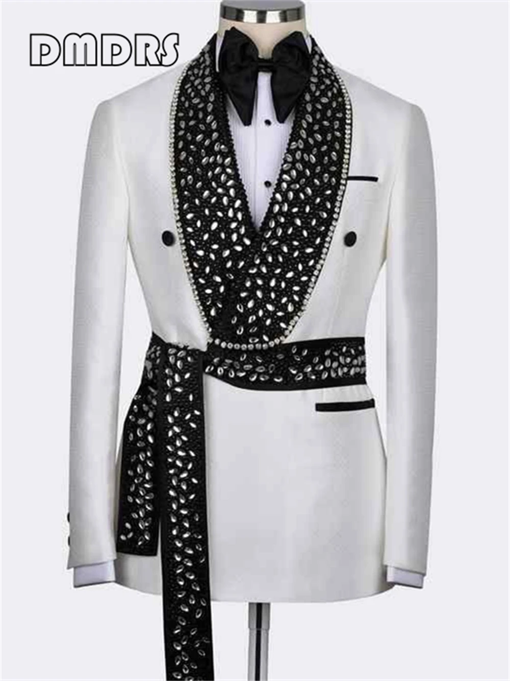 

Bespoke Rhinestone Blazer Men | Hand-Sewn Beading & Custom Fit (XXS-7XL) | Prom Wedding Groomsmen Jacket