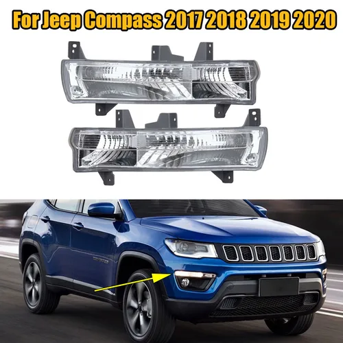 Luz de circulación diurna DRL para parachoques delantero de coche, lámpara antiniebla para Jeep Compass 2017, 2018, 2019, 2020