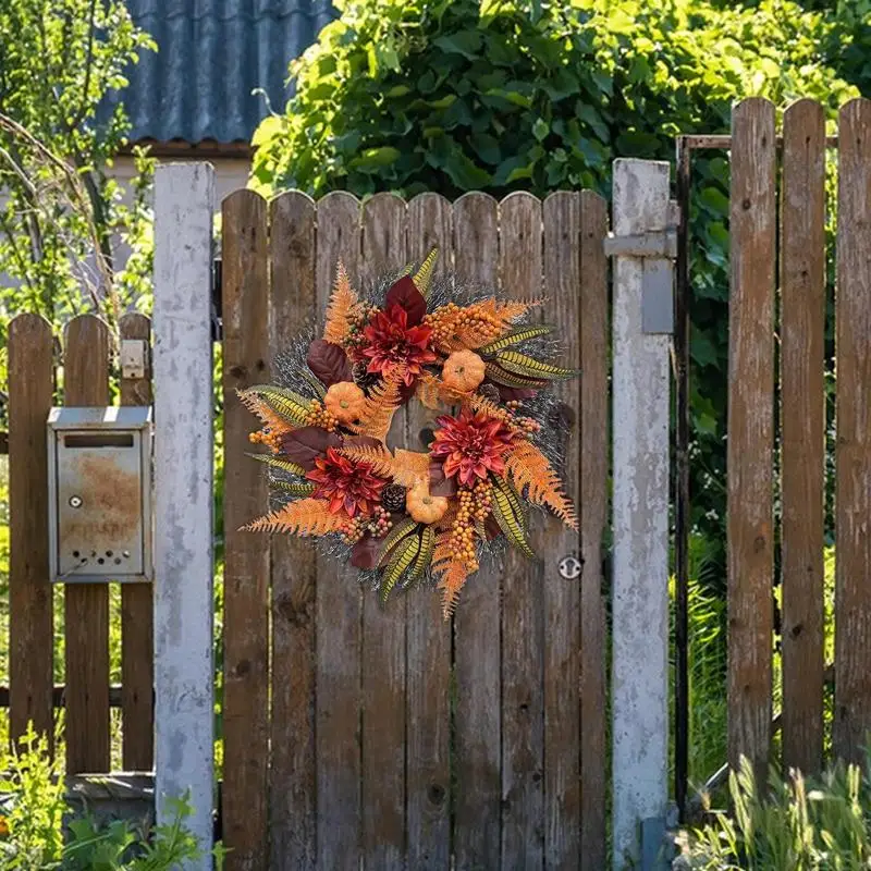 Thanksgiving Wreaths For Front Door Pumpkin Halloween Wreath Thanksgiving Garland 50cm/19 Inch Farmhouse Pumpkin Wreath Fall