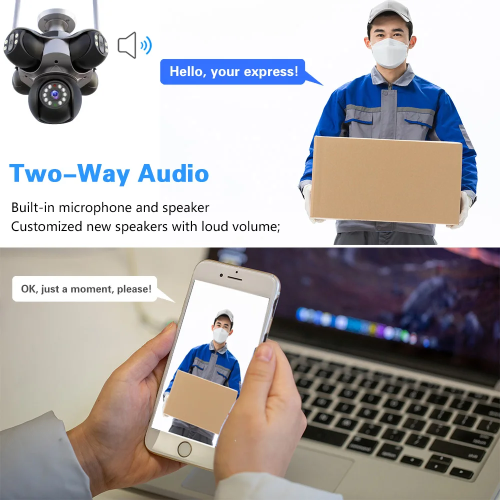 New 25MP 5 Screen PTZ 720° Five Lens WiFi Camera Security Protection CCTV Waterproof Five Screen 25MP Video Surveillance Cam