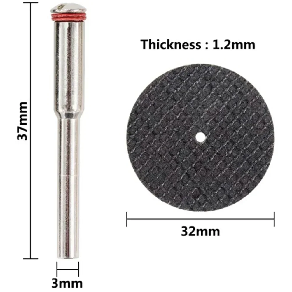 26pcs 32mm Cutting Disc With Mandrel Fiberglass Reinforced Cut Off Wheel Rotary Tool Discs Saw Blade Set