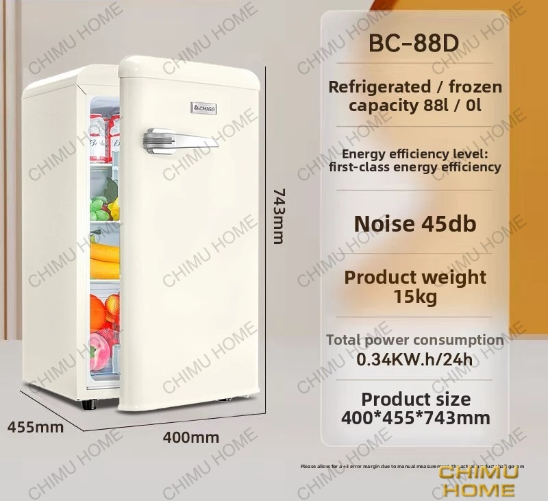 【CHIMU HOME】 Mini Fridge 50-172L Double Door Energy Saving Compact Refrigerator for Dorm Home Office Rental