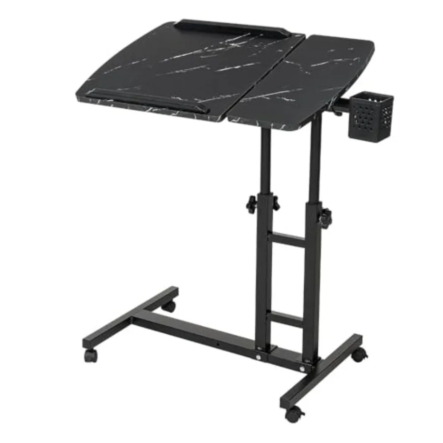 

Overbed Bedside Table, Adjustable Laptop Desk with Wheels, Computer Workstation, Bed Side Table, Tiltable Table and Mouse pad f
