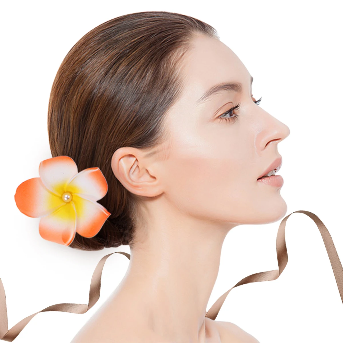 

20pcs Pearl Edge Clip Flower Hair Barrettes Multicolor Beach Accessories Plumeria Foam Petals Style