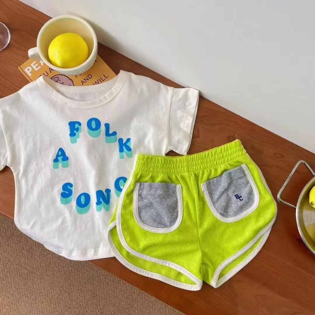 INS Korean Style Summer Boys' and Girls' Casual Western Style Thin Cartoon Sports Jeans Children's Ventilate knitted Shorts