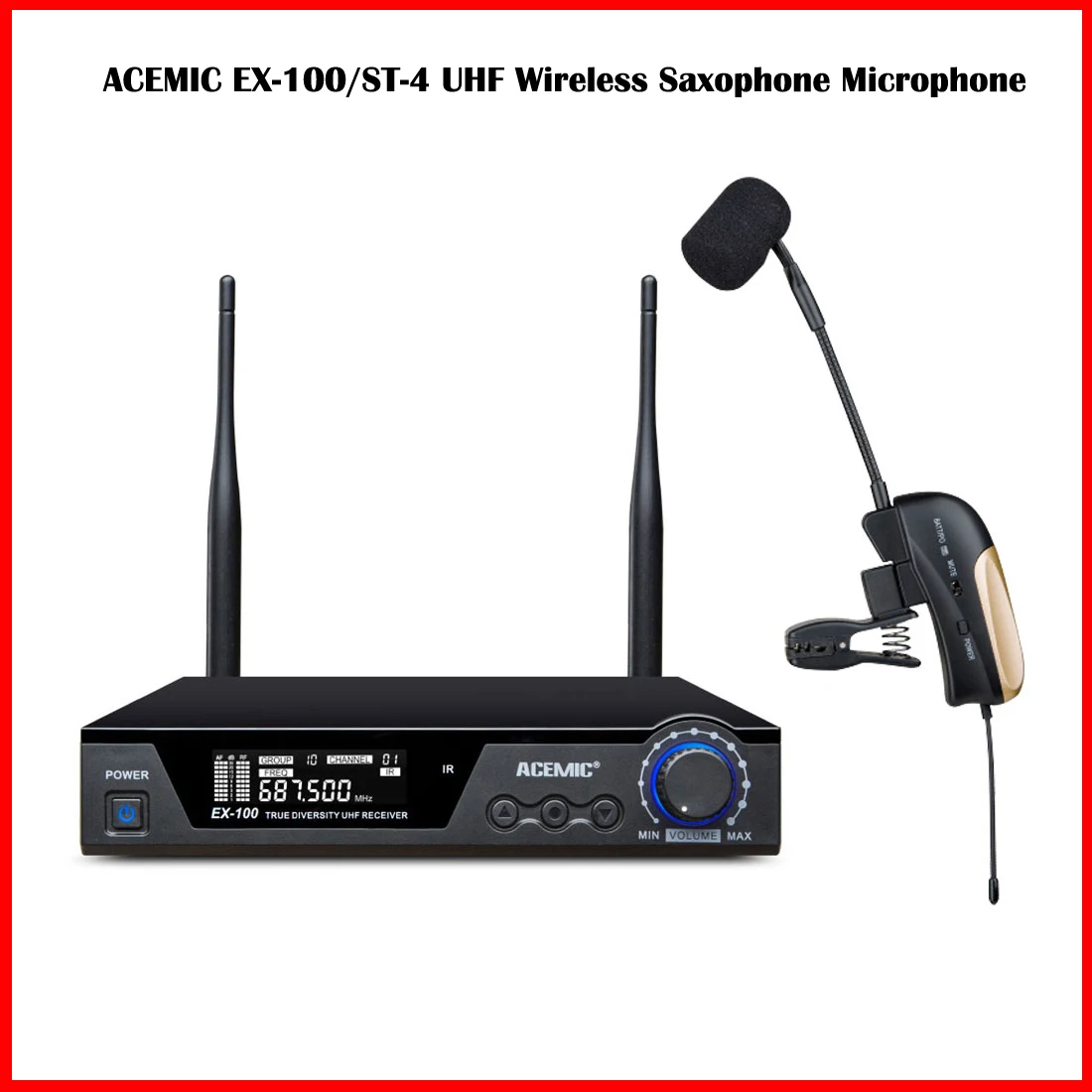 ACEMIC EX-100/ST-4 UHF True Diversity Channel Saxophone Wireless Microphone System For Trumpet Horn On Stage Performance