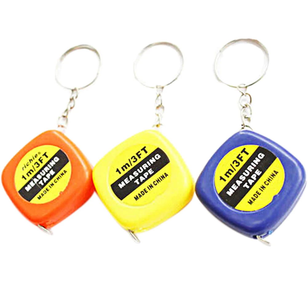 Style New Mini Keychain Key Ring Easy Retractable Tape Measure Pull Ruler 1M