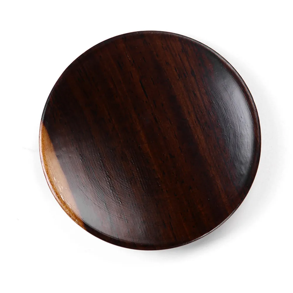 7Pcs Wooden Round Drink Coasters Set 6 Coasters Plus Custom Holder Food-Safe Protective Coating Raised Edges for Condensation