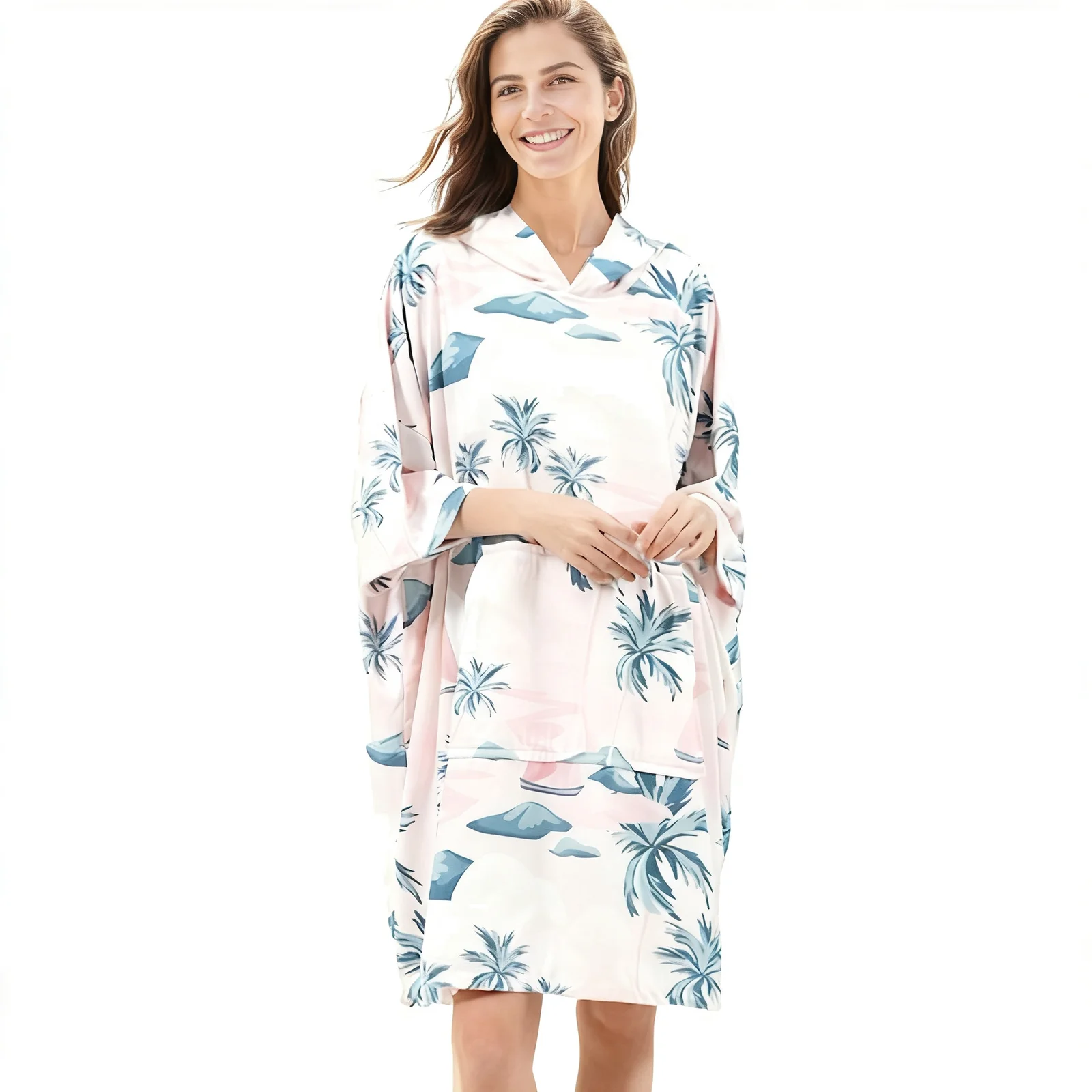 Plus Size Swimwear Hooded Changing Privacy Soft Absorbent Terry Cloth Women Beach Robe Quick Drying