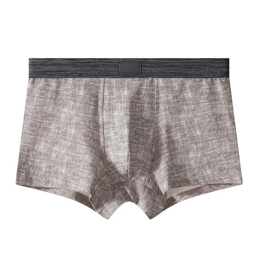 Simple Printed Mens Underwear Breathable Boxer Briefs Shorts U-Convex Pouch Middle Waist Panties For Casual Sports