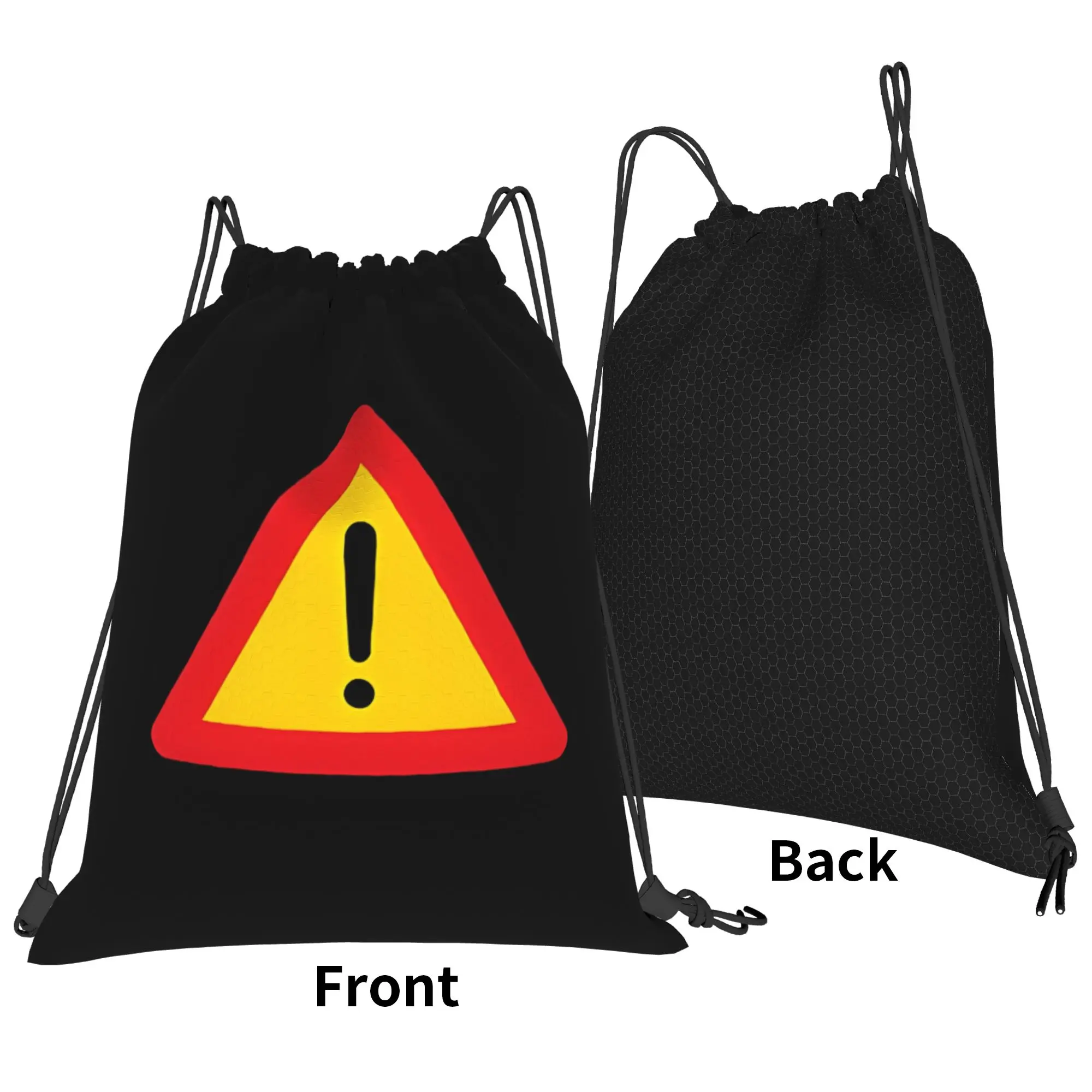 Traffic Sign Caution! tape Construction vehicle Portable Hiking gym Drawstring Bags Riding gift Storage Backpacks