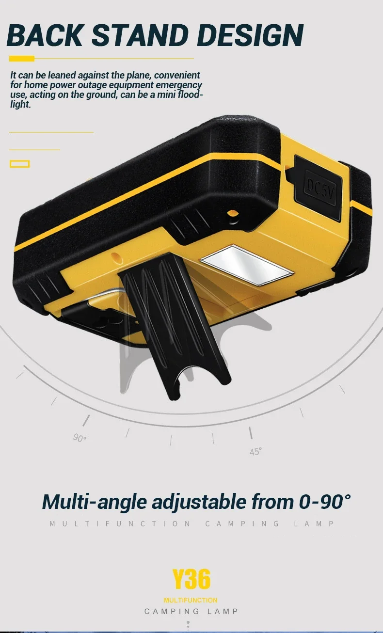 Rechargeable Working Light COB High Bright Flashlight Outdoor Waterproof Camping Fishing Multi-Function Tool with Hook Magnet