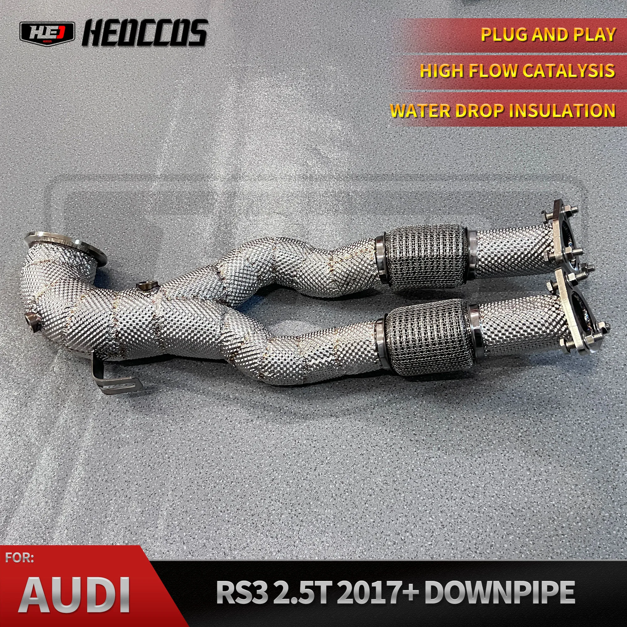 HEO High‑Flow Exhaust Downpipe For Audi RS3 TTRS 2.5T Factory Supply Aftermarket Performance Exhaust Unit