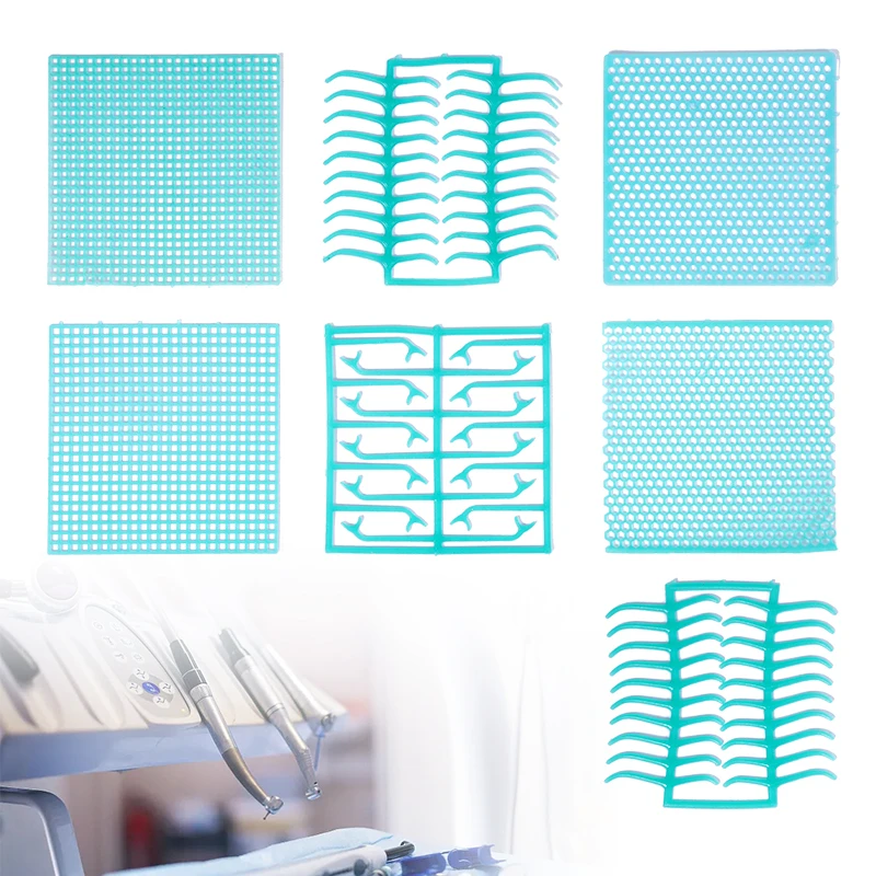 20pcs/box Dental Wax Mesh T-Shape Round Hole Square Grid Clasp Shape Wax Sheet for Cast Metal Partial Design Dental Lab Material