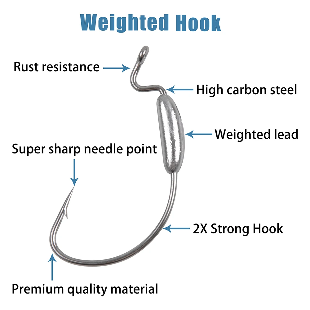 중량 지그 헤드 웜 후크 오프셋 곡선 크랭크 가시 넓은 갭 배스 낚시 텍사스 리그 후크, 바닷물 담수, 25 개