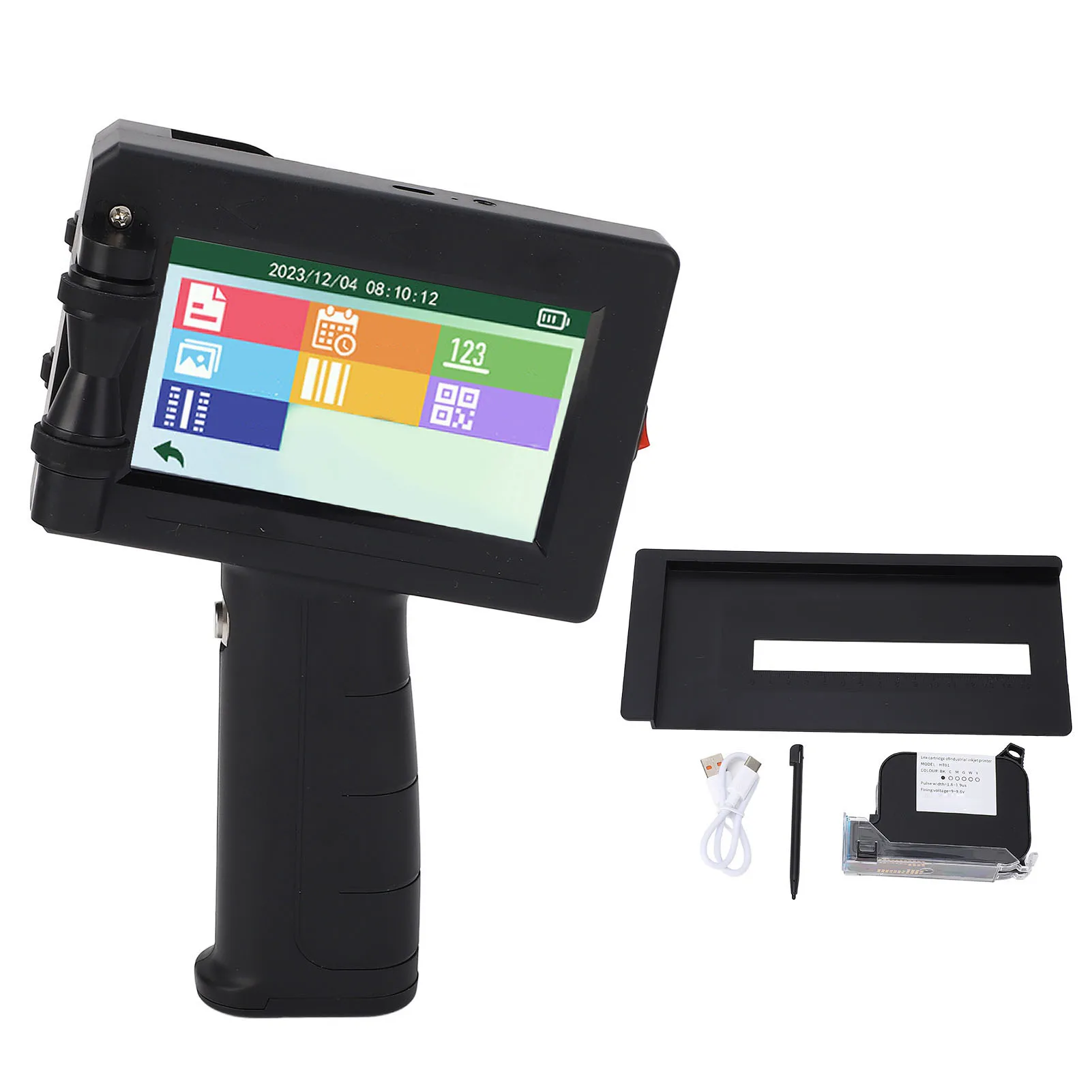 Handheld Inkjet Printer Kit Versatile 12.7mm Handheld Inkjet Printer Comfortable Handle 300 To 600dpi for Carton Plastic Wood