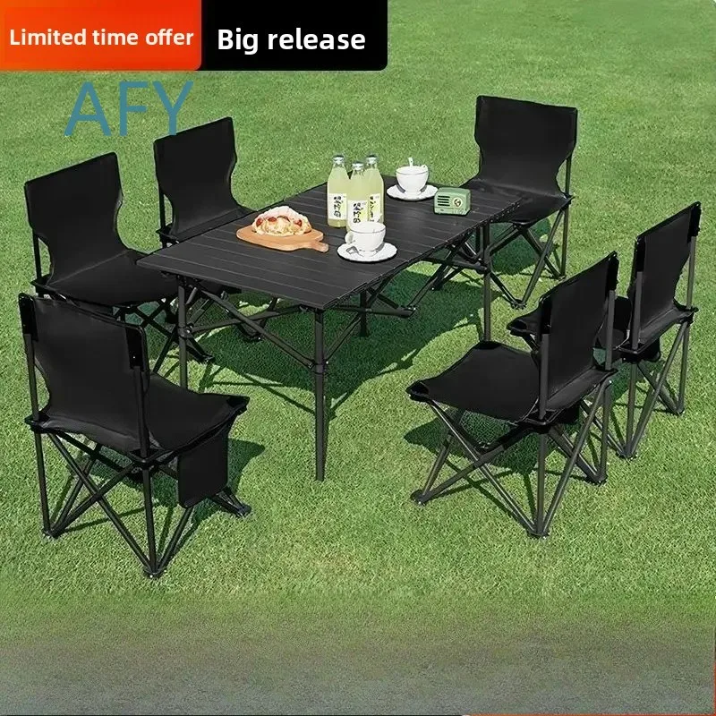 Portable Folding Outdoor Table and Chairs Set for Camping Picnic Egg Roll Stall Use Lightweight Compact Camping Equipment for