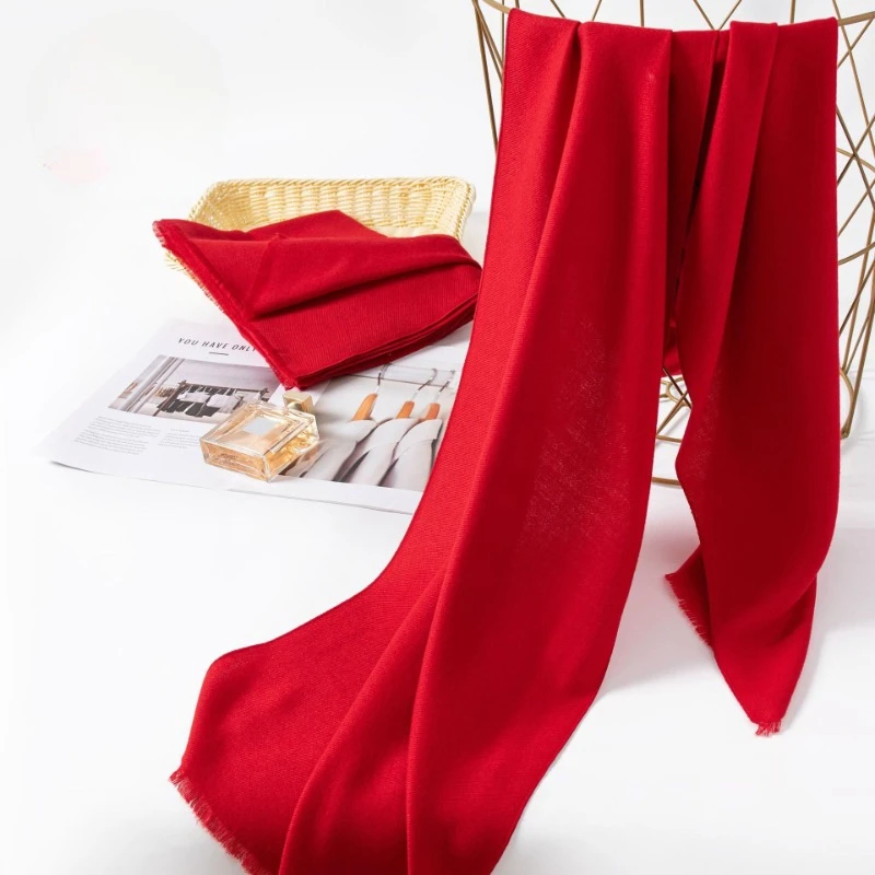 Fashion Simple Red Scarf for Men and Women Company Annual Meeting Celebration Opening Event Classmates Meeting Scarves Shawl