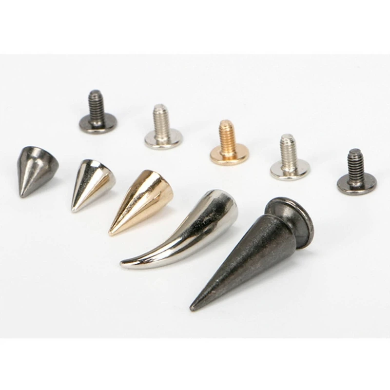 10pcs Metal Punk Screw Rivets Studs DIY Crafts PU Belt Headdress Clothing Rivets Spikes Decorations Nail Buckles Set