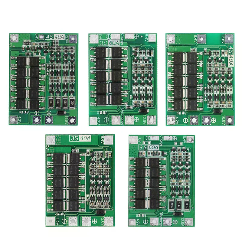 *3S 4S 40A 60A Li-ion Lithium Battery Charger Protection Board 18650 BMS For Drill Motor 11.1V 12.6V/14.8V 16.8V Enhance Balance