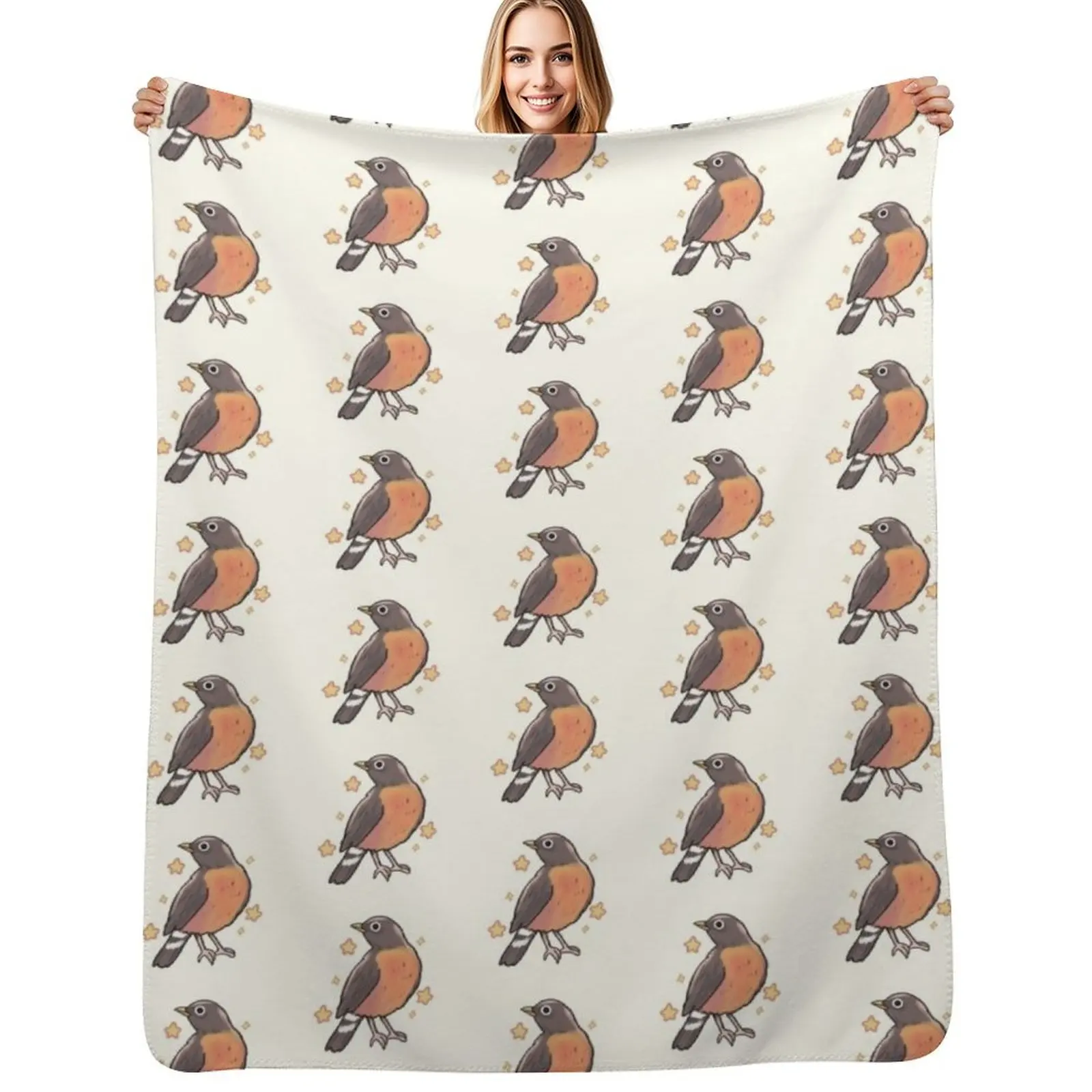 

Cute American Robin art Throw Blanket Hair decorative Personalized Gift Cute Blankets